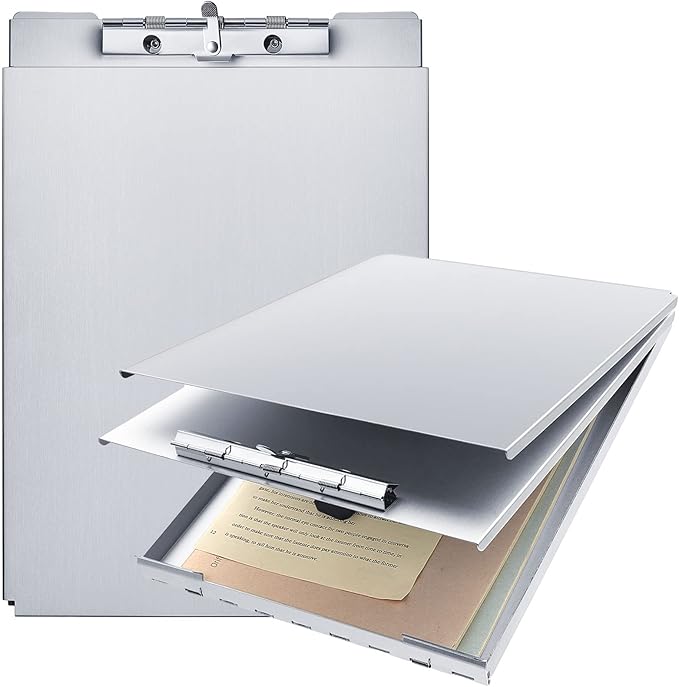 Henoyso Metal Storage Clipboard Bulk Heavy Duty Aluminum Clip Board for Teacher Contractor Medical Construction Office School Classroom, 12.6x9.2x1 Inch, Fit Letter Size 8.5x11 Inch Paper(1 Pcs)