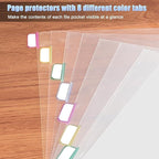 HABGP 96Pcs/12 Set Clear Binder Sheet Protectors - 8.5x11 Letter Size, 8 Tab Plastic Binder Dividers with Pockets and Tabs