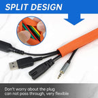 Split Braided Cable Sleeve，Flexible Wire Loom Tubing, Automotive Cord Protector Pet Proof, Cable Management for Computer TV Electric Wires Harness 16ft (Orange, 19mm（3/4")