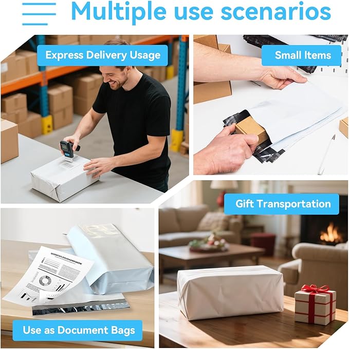 Poly Mailers 12x15.5 Inch 500PCS, 5 Layer Waterproof Self-Seal Shipping Bags for Clothes,Mailing,Books,Package, Strong Adhesive Tear-proof Mailers Bags Poly Envelopes for Small Business