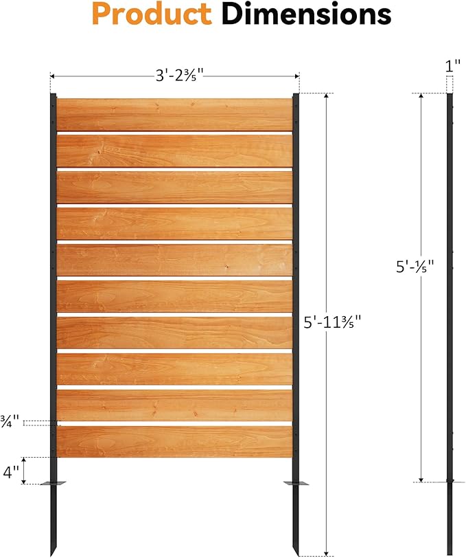 Modern Shade 5' x 3' Wood Privacy Fence Screen (3 Panel) Natural Cedar Wood, Outdoor Privacy Fence Panel for Deck Balcony, Conceals Trash Cans Air Conditioner, Ultimate Fence Privacy Screen
