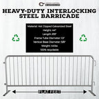 Angry Bull Barricades Barricade in a Box 2.0 - Heavy Duty Interlocking Steel Barricade, 8.5 Ft. (Hot Dipped Galvanized, Flat feet)
