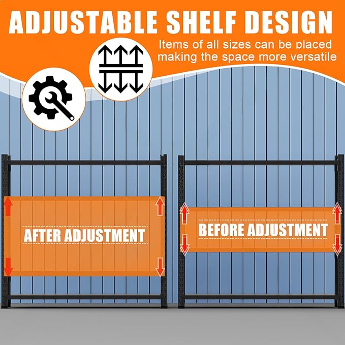 torage Shelves,Garage Shelving Heavy Duty Metal Adjustable Garage Shelves, Shelving Units Industrial Shelving for Warehouse(Black, W31.5*D19.7*H63)