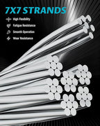 Lichamp 650FT 1/8" Stainless Steel Wire Rope Cable, Aircraft 316 SS Braided Steel Wire Thin Metal Cable Hardware for Deck Railing Handrail Safety System, SSC650