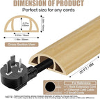 Floor Cord Cover Self Adhesive Cord Hider,20FT Cable Management, Extension Strip Protector for Wires, Prevent Cable Trips for Offices, Gyms, Exhibitions Cavity:0.39"(W) x 0.27"(H) WoodLightyellow