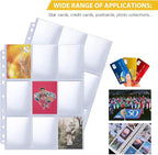 9 Pocket Page Protector, 400 Pack Trading Card Sleeve, Holds 7200 Cards，Baseball Card Sheets for 3 Ring Binder, for Skylanders, MTG, Coupon, Game Cards, Trading Cards, Football Cards