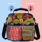 FlowFly Double Layer Cooler Insulated Lunch Bag Adult Lunch Box Large Tote Bag for Men, Women, With Adjustable Strap,Front Pocket and Dual Large Mesh Side Pockets