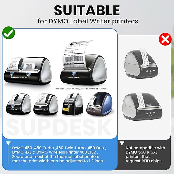 Compatible for DYMO 30334 (2-1/4"x1-1/4) Address Barcode White Thermal Labels Work with LabelWriter 4XL Printer 1 Roll 350 Labels NOT Fit 5XL
