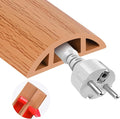 MYFAMIREA 10FT Floor Cord Cover for Wire Self Adhesive Cable Cavity Management PVC Extension Cord Hider Power Floor Wire Protector Cover Prevent Cable Trip for Office Home Outdoor (Brown Wood, 1.97'')