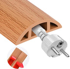 MYFAMIREA 5FT Floor Cord Cover for Wire Self Adhesive Cable Cavity Management PVC Extension Cord Hider Power Floor Wire Protector Cover Prevent Cable Trip for Office Home Outdoor (Brown Wood, 1.97'')