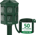 Outdoor Power Strip Waterproof, 50 FT Extension Cord, 6 Grounded Outlets for Halloween/Christmas Decorations and Inflatables, 15A/1875W, ETL Listed