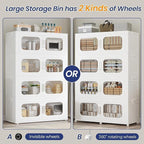 1000QT Large Stackable Storage Bins with Lid, 250Gal Plastic Collapsible Closet Organizers Drawers Box with Wheels, Folding Cabinet Containers with Doors for Home Kitchen Office, 5Pack White