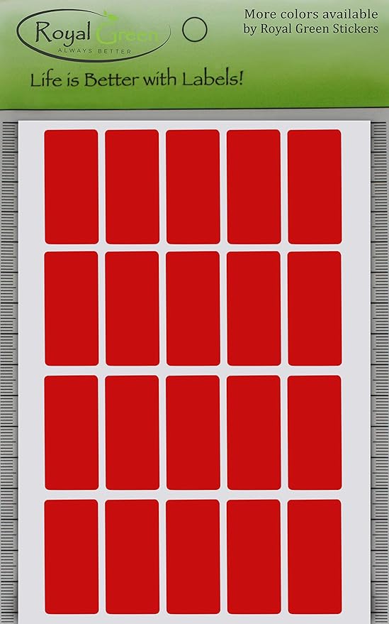 Royal Green Rectangle Folder File Labels 1.57inch x 0.75 inch - RED Color Coding Stickers (40mm x 19) - 100 Pack