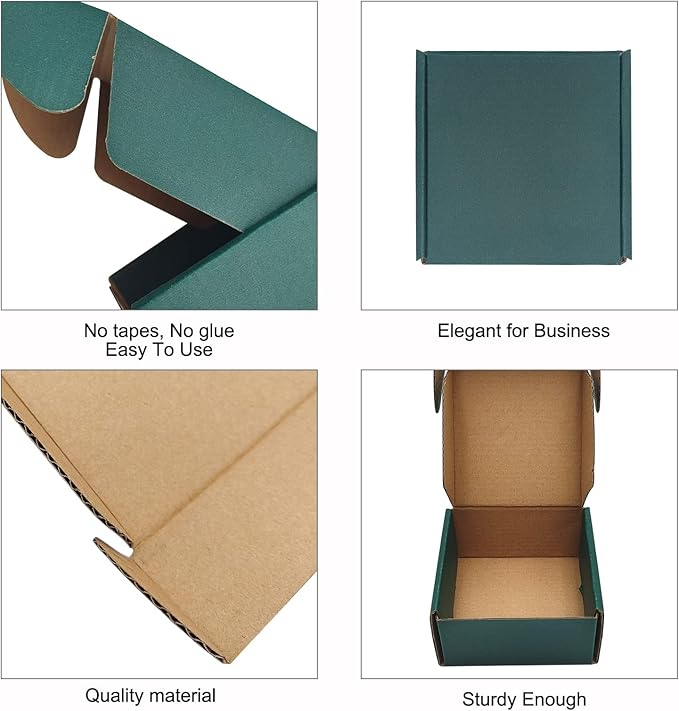25 Pack Green Shipping Boxes 11 x 8 x 2 Inch Corrugated Cardboard Boxes, Recyclable Packaging Gift Boxes for Presents, Birthday, Christmas, Bridal, Wedding, Party Favor, Cupcake, Crafting