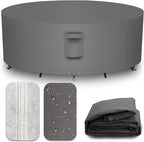 Heavy Duty Patio Furniture Covers Waterproof, 600D Round Outdoor Furniture Cover Waterproof for Sectional Sofa Couch, Outdoor Dining Table and Chair Set Covers 110"DIA x 28"H, Grey