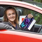 Car Registration and Insurance Holder, Leather Car Glove Box Organizer, Cool Car Accessories for ID, Driver's License Cards & Essential Document, business cards, Men&Women,Blue Pink Roses Butterfly