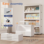 240Gal Extra Large Stackable Storage Bins with Lid, 960Qt Collapsible Storage Box with Wheels, Closet Organizers and Storage Cabinet Container for Home, Kitchen, Office, 3Pack White Clear