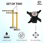 Crowd Control Warehouse CCW Set of 2 Retractable Belt Barrier Stanchion, Water Fillable Base MSH630 (11 Foot Belt, Red"Please Wait HERE" White Letters with Black PVC Plastic Post)