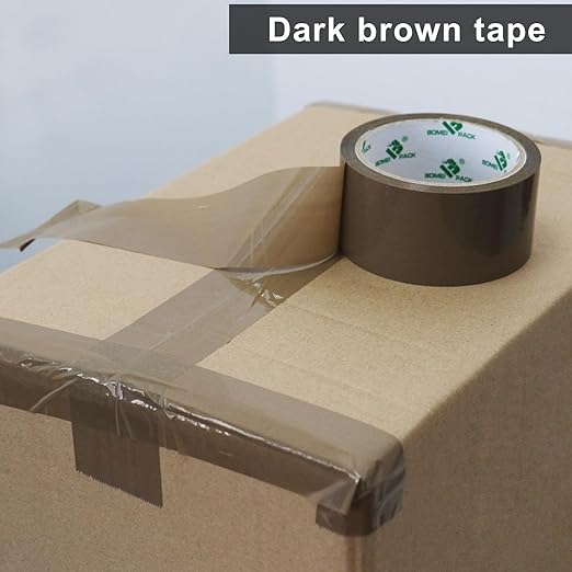 BOMEI PACK 36Rolls Brown Packing Tape with Dispenser, Brown Tape Refill Rolls for Packaging, Shipping and Moving, 2.6Mil 1.88 Inch x 60 Yard