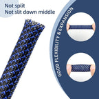 Braided Cable Sleeving, PET Expandable Braided Cable Sleeve, Flexible Mesh Sleeving Cord Management for Audio Video and Other Home Device, Cord Protector from Pets (Black Blue-2, 1/8")