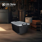 Life Story 18 Pack Heavy Duty Stackable Storage Bin, 55 Quart Home Organizer, Versatile Lightweight Locking Bins with Carrying Handles, Black/Gray