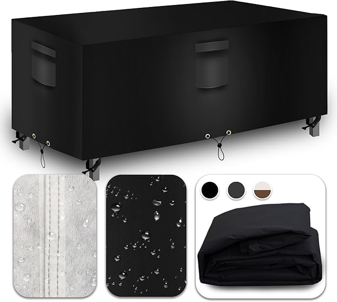 Heavy Duty Patio Furniture Covers Waterproof, 600D Outdoor Furniture Cover Waterproof for Sectional Sofa Couch, Outdoor Dining Table and Chair Set Covers 98''L x 78''W x 32''H, Black