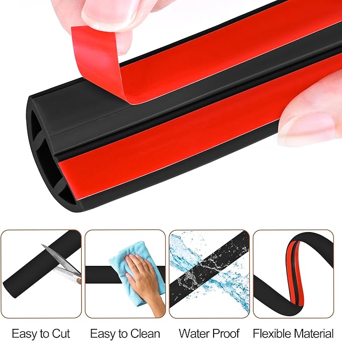 MYFAMIREA 5FT Floor Cord Cover for Wire Self Adhesive Cable Cavity Management PVC Extension Cord Hider Power Floor Wire Protector Cover Prevent Cable Trip for Office Home Outdoor (Black, 1.97'')