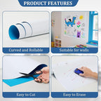 Whiteboard Adhesive Contact Paper, 36×24in Magnetic Whiteboard Roll, Dry Erase Board for Wall. Ideal for Schools, Offices, and Homes. Includes Markers and Dry-Erase Board.