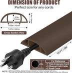 Floor Cord Cover Cable Cavity Self Adhesive Cord Hider Floor 10FT Floor Cable Management Power Cord Protector Floor Electric Cord Covers for Offices, Gym, Exhibitions (CoffeeBrown, 1.57" x 10')