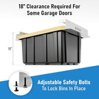 HANDT Overhead Garage Storage Rack, Connectable Heavy Duty Metal Ceiling Rails For Garage Storage Organization Shelving System, Hanging Racks For Tote Containers, Supports Up To 6 Bins, 4 Sets White