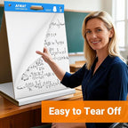 AFMAT Tabletop Sticky Easel Pad, 20 x 23 in Portable Easel Stands for Teachers, Super Sticky & Bleed-Resistant, Self-Stick Easel Paper for Office/Classroom/Training/Presentation, 20 Sheets/Pad, 6 Pads