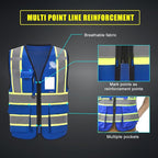AYKRM 11 color High Vis Reflective Safety Vest for Women Men Security Pocket Zipper