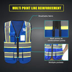 AYKRM 11 color High Vis Reflective Safety Vest for Women Men Security Pocket Zipper