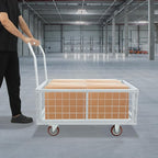 Platform Truck Cart with Cage, 4 in 1 Mutipurpose Handcart with Wheels, 2200lbs Capacity Heavy Duty Push Cart Dolly Foldable Flatbed Cart for Workshops Warehouses Supermarkets
