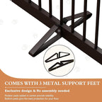 Freestanding Dog Gate with Door, Pet Gate for Stairs, 80 inch Wide Pet Barrier Indoor, Dog Fences Indoor, Support Feet Included, 4 Panels, 24" Tall, Dark Brown