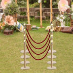 Gold Stanchions Posts, 8 Packs Stanchions Set Crowd Control Barriers with 4.9 ft Red Velvet Rope, Stanchion and Velvet Ropes Red Carpet Poles for Party Supplies