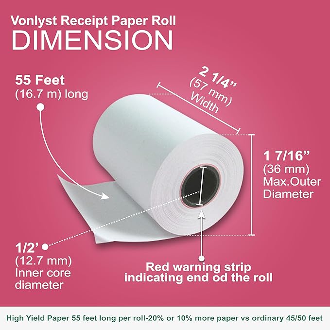 Compatible Clover Compact Countertop POS Thermal Receipt Paper 2 1/4 x 55 (50 rolls)