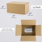 Frametory 8x6x4 Pack of 25 Corrugated Cardboard Packing Shipping Mailing Moving Carton Boxes, Brown