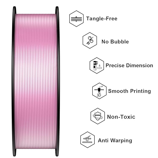 Geeetech Silk PLA Filament 1.75mm for 3D Printer, Metal-Like Shiny Consumable 1kg (2.2lbs) 1 Spool, Dimensional Accuracy +/- 0.03 mm,Metallic White