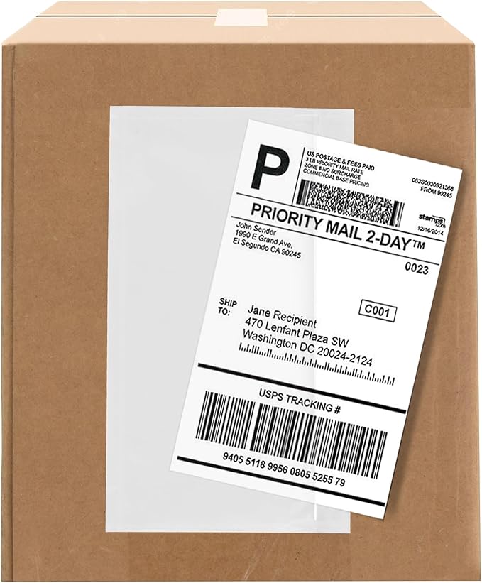 1000 Count 7" x 5.5" Shipping Label Envelopes, Clear Packing List Pouches with Self-Adhesive Back, Top Loading for Shipping Labels Sleeves, for Packing Slips, Labels Invoices & Paperwork. GPI