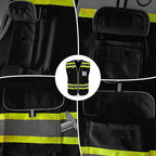 TCCFCCT High Visibility Vest 9 Pockets Hi Vis Reflective Safety Vest for Men Women, Surveyor Work Vest with Fluorescent Yellow Extend Edge, Durable, Breathable, Meets ANSI/ISEA, (DB-Black, Small)