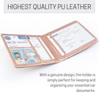CANOPUS Car Registration and Insurance Holder, PU Leather Card Holder, Vehicle Glove Box Organizer for Auto, SUV, Truck and Motorcycle, Rose Gold