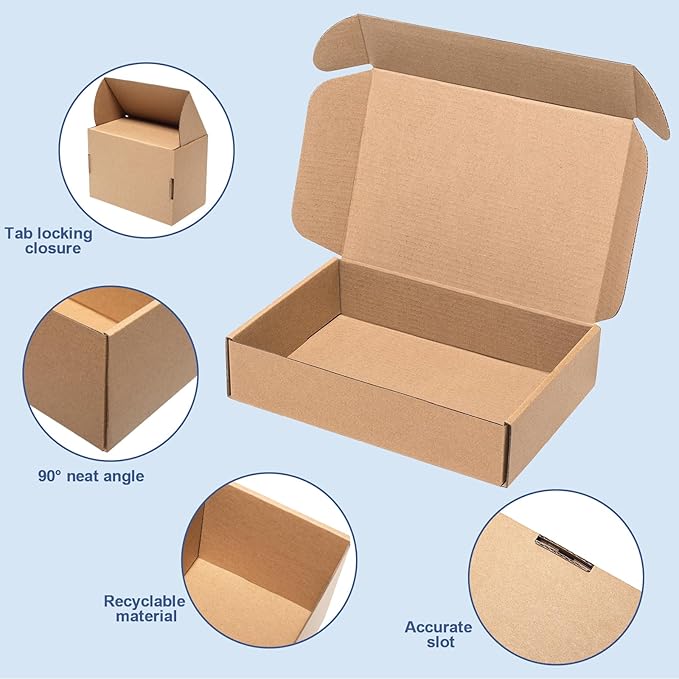 Shipping Boxes 7x5x2" 25 Pack - Brown Corrugated Cardboard Box Mailing for Small Business, Kraft Medium Literature Mailer Packaging Supplies