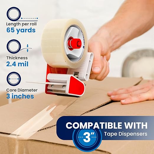 36 Rolls [Upgraded] Clear Premium Packing Tape, 65 Yards, 2.2 mil, Heavy Duty Packaging Tape for Shipping, Moving, Sealing - Stronger & Thicker