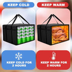 Maxcheck 2 Pcs Insulated Pizza Delivery Bag 20 x 20 x 14 Inch Pizza Warmer Bag Carrier Reusable Insulated Cooler Boxes Winter Food Delivery Carrier for Personal and Professional Use (Black)