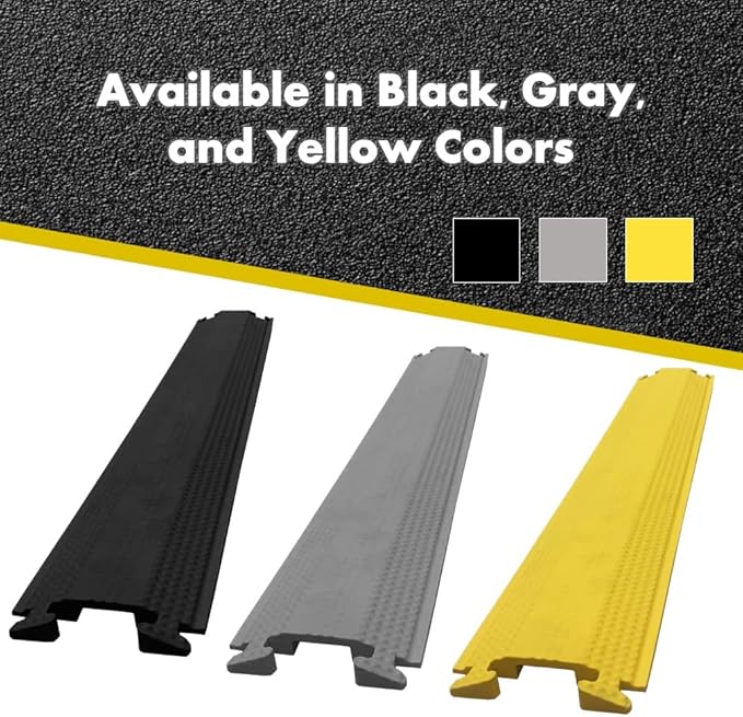 Kable Kontrol Drop Over Floor Cord Cover – 60” Inch Long 1 Channel Cable or Wire Protector – 140 Pcs Bulk Pack - Rubber Ramp for Indoor and Outdoor Use – Yellow