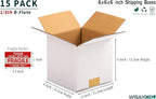 6x6x6 inch White Shipping Boxes, Corrugated Cardboard Small Boxes with Fragile Stickers for Business Mailing, Packing, Moving, Storage, 15 Pack