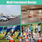 BESEA 4 Pack 12 Inch Red Traffic Cones with 4 Inch Reflective Collar, Heavy Duty PVC Safety Cones with 8.5 x 8.5 Inch Base for Parking, Driving Practice, Sports Training, and Construction