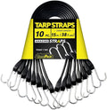 15'' Rubber Bungee Cords Heavy Duty Outdoor with 27" Max Stretch & Over 176 lbs Load, 100% EPDM Black Bungee Straps with Crimped S Hooks for Cargo, Tarps, Truck, Motorcycle, Weatherproof (50 Pack)