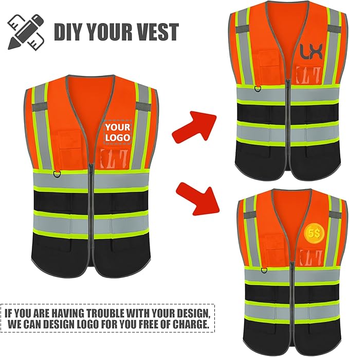 BeautyWill Custom Logo Safety Vest Class2 High Visibility Reflective Vest Breathable Construction Vest
